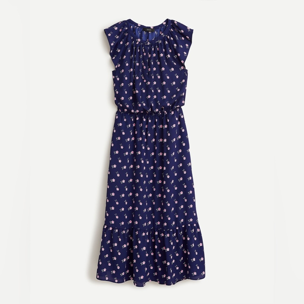 Flutter-sleve midi dress in bandana floral with pockets XS